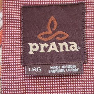 PRANA shirt button up short sleeve red plaid Size L